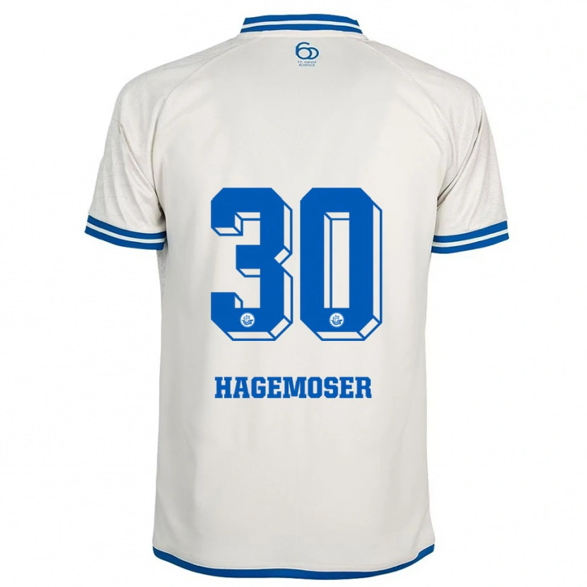 Danxen Kvinnor Max Hagemoser #30 Vit Blå Bortatröja Matchtröjor 2025/26 Tröjor T-Tröja