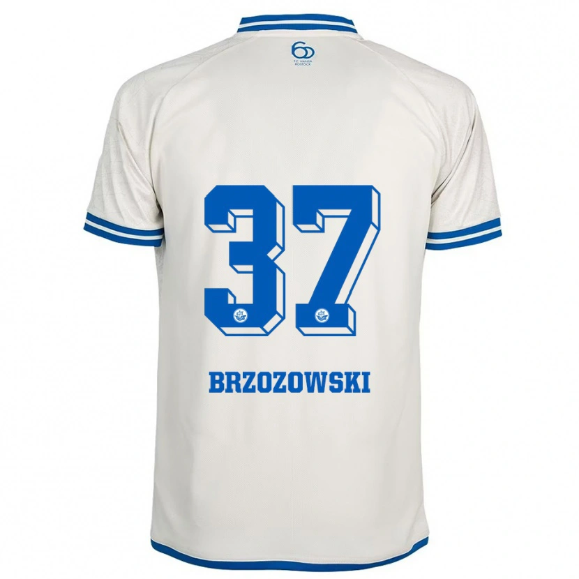 Danxen Kvinnor Milosz Brzozowski #37 Vit Blå Bortatröja Matchtröjor 2025/26 Tröjor T-Tröja
