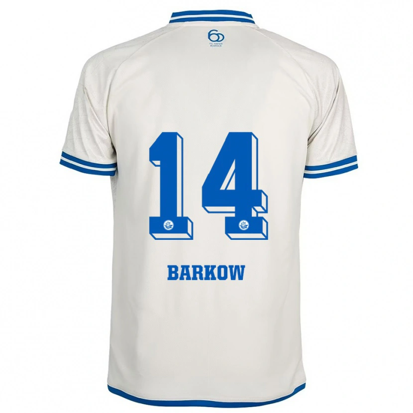 Danxen Kvinnor Louis Barkow #14 Vit Blå Bortatröja Matchtröjor 2025/26 Tröjor T-Tröja