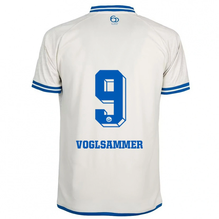 Danxen Kvinnor Andreas Voglsammer #9 Vit Blå Bortatröja Matchtröjor 2025/26 Tröjor T-Tröja