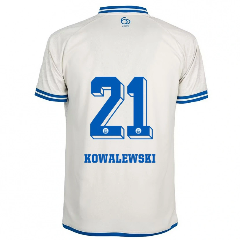 Danxen Kvinnor Oskar Kowalewski #21 Vit Blå Bortatröja Matchtröjor 2025/26 Tröjor T-Tröja