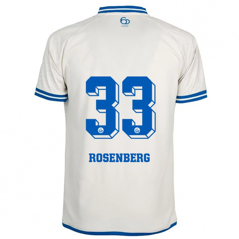 Danxen Kvinnor Moritz Rosenberg #33 Vit Blå Bortatröja Matchtröjor 2025/26 Tröjor T-Tröja
