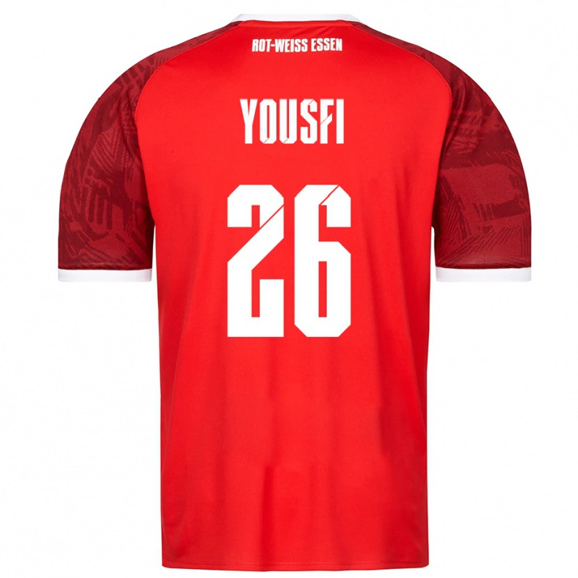 Danxen Kvinnor Elias Yousfi #26 Röd Vinröd Vit Bortatröja Matchtröjor 2025/26 Tröjor T-Tröja