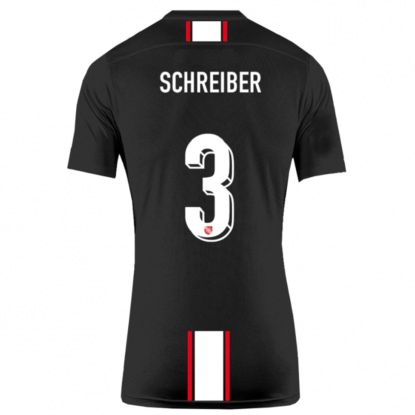Danxen Kvinnor David Schreiber #3 Svart Vit Bortatröja Matchtröjor 2025/26 Tröjor T-Tröja