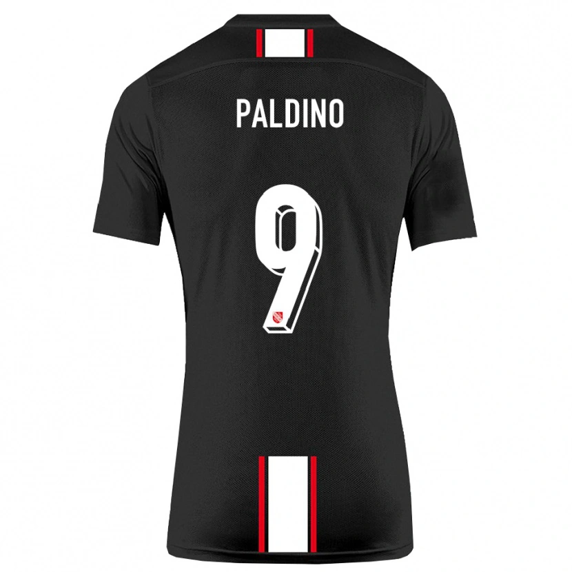 Danxen Kvinnor Lorenzo Paldino #9 Svart Vit Bortatröja Matchtröjor 2025/26 Tröjor T-Tröja