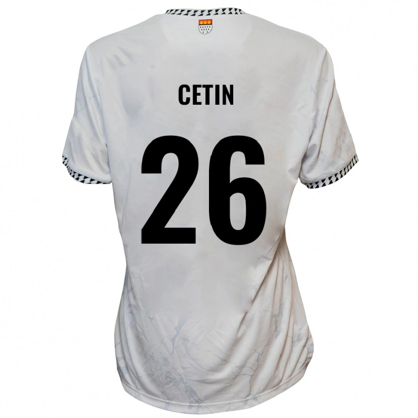 Danxen Kvinnor Serkan Cetin #26 Vit Svart Bortatröja Matchtröjor 2025/26 Tröjor T-Tröja