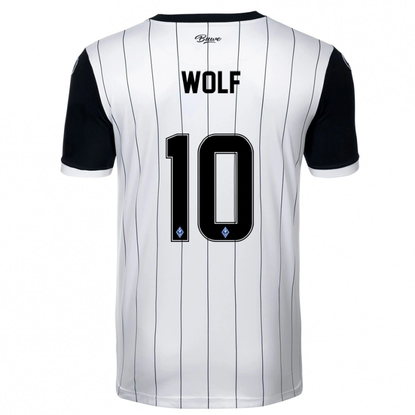 Danxen Kvinnor Elias Wolf #10 Vit Svart Bortatröja Matchtröjor 2025/26 Tröjor T-Tröja