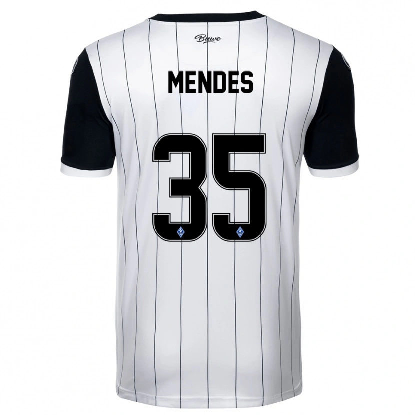 Danxen Kvinnor Djayson Mendes #35 Vit Svart Bortatröja Matchtröjor 2025/26 Tröjor T-Tröja
