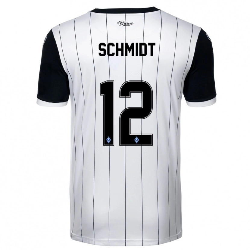 Danxen Kvinnor Niclas Schmidt #12 Vit Svart Bortatröja Matchtröjor 2025/26 Tröjor T-Tröja