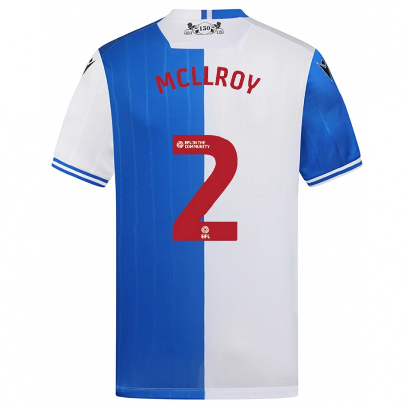 Danxen Barn Alfie Mcllroy #2 Blå Vit Hemmatröja Matchtröjor 2025/26 Tröjor T-Tröja