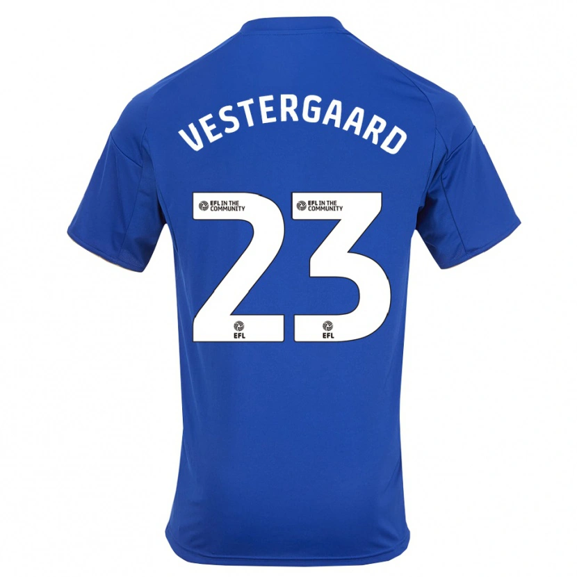 Danxen Barn Jannik Vestergaard #23 Blå Guld Hemmatröja Matchtröjor 2025/26 Tröjor T-Tröja