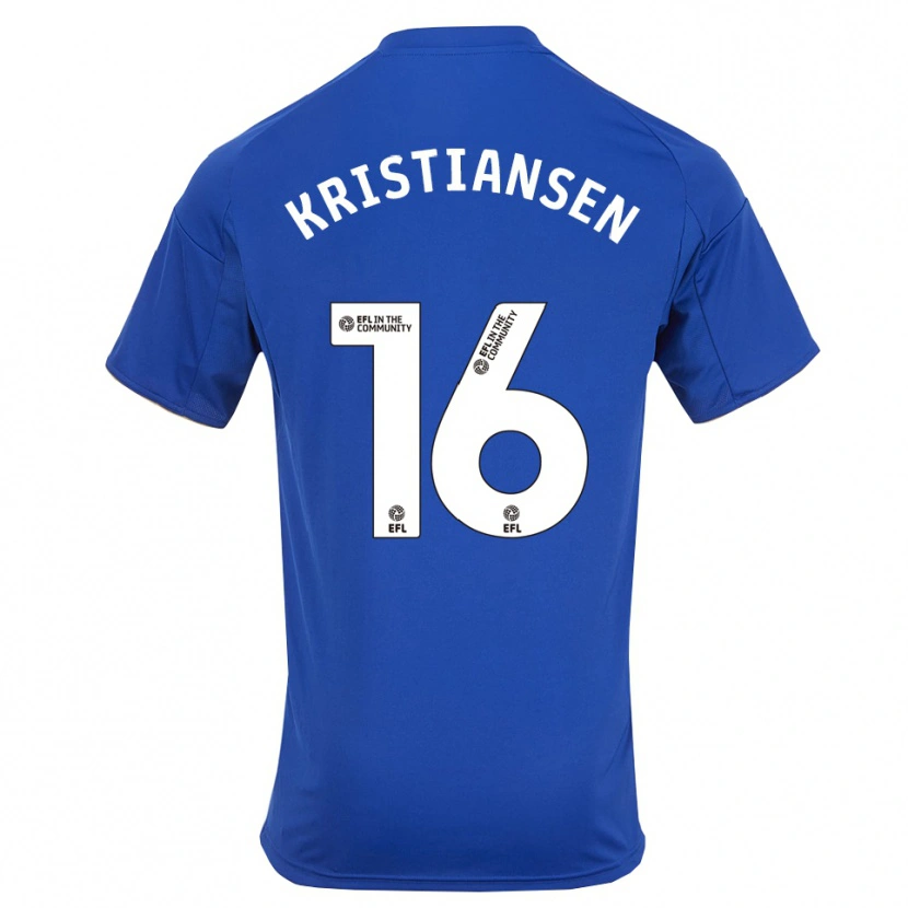 Danxen Barn Victor Kristiansen #16 Blå Guld Hemmatröja Matchtröjor 2025/26 Tröjor T-Tröja