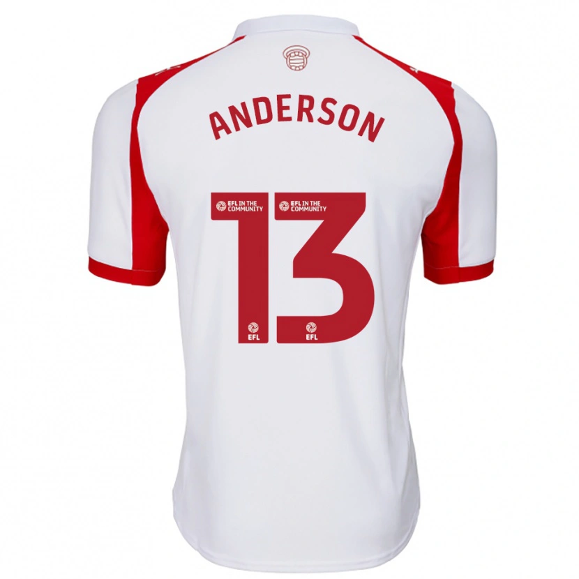 Danxen Barn Calum Anderson #13 Vit Röd Hemmatröja Matchtröjor 2025/26 Tröjor T-Tröja