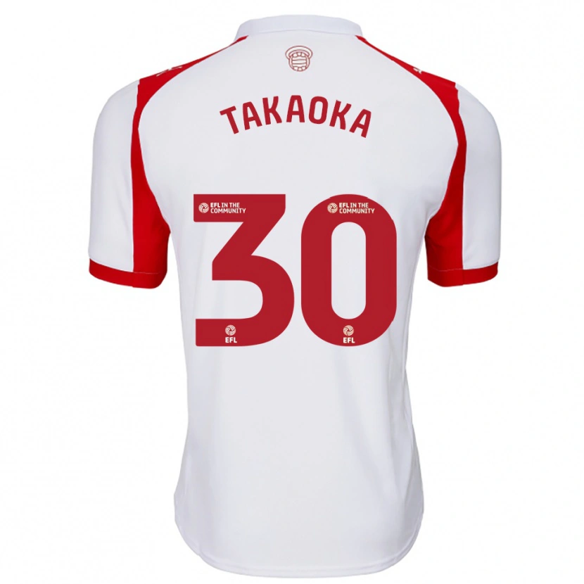 Danxen Barn Rento Takaoka #30 Vit Röd Hemmatröja Matchtröjor 2025/26 Tröjor T-Tröja