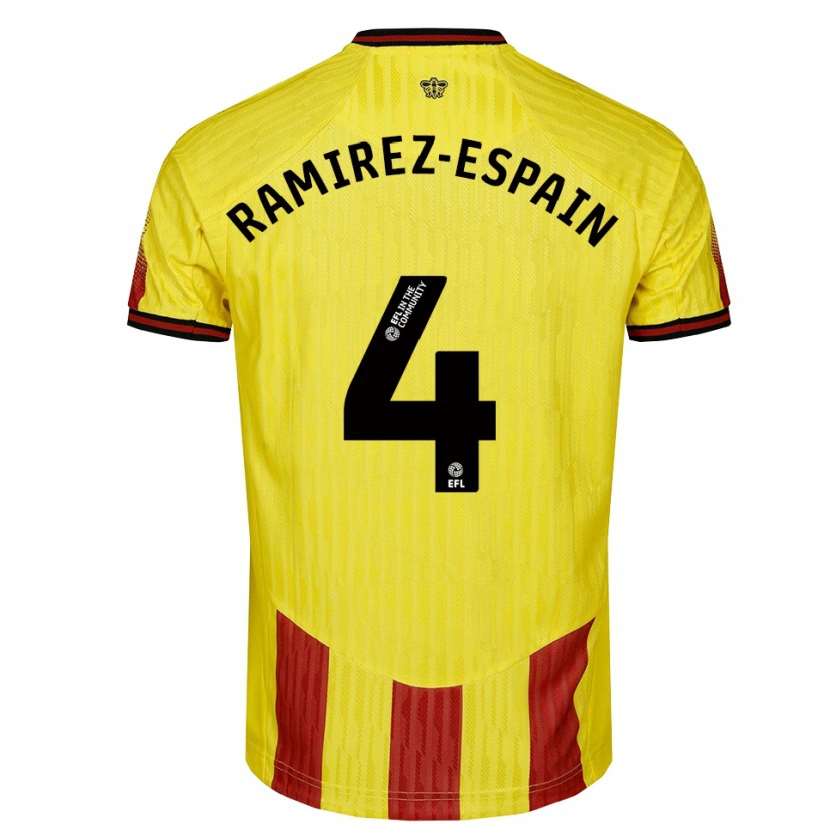 Danxen Barn Leo Ramirez-Espain #4 Gul Röd Hemmatröja Matchtröjor 2025/26 Tröjor T-Tröja