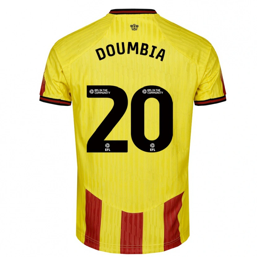 Danxen Barn Mamadou Doumbia #20 Gul Röd Hemmatröja Matchtröjor 2025/26 Tröjor T-Tröja