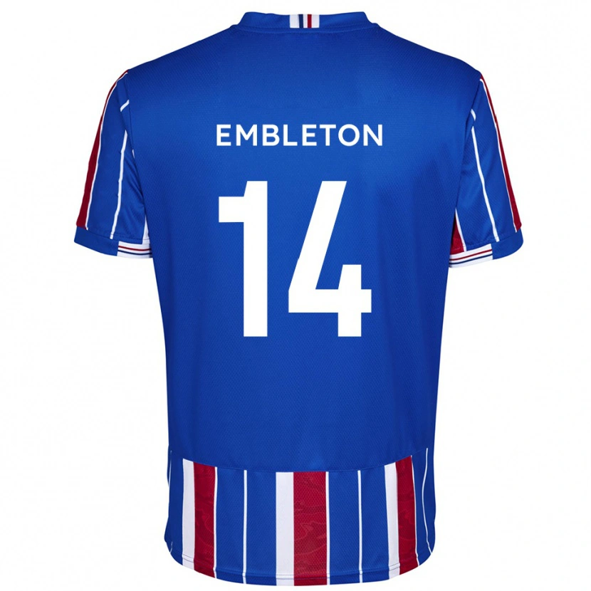 Danxen Barn Elliot Embleton #14 Blå Röd Vit Hemmatröja Matchtröjor 2025/26 Tröjor T-Tröja
