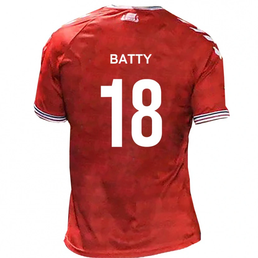 Danxen Barn Daniel Batty #18 Röd Vit Hemmatröja Matchtröjor 2025/26 Tröjor T-Tröja