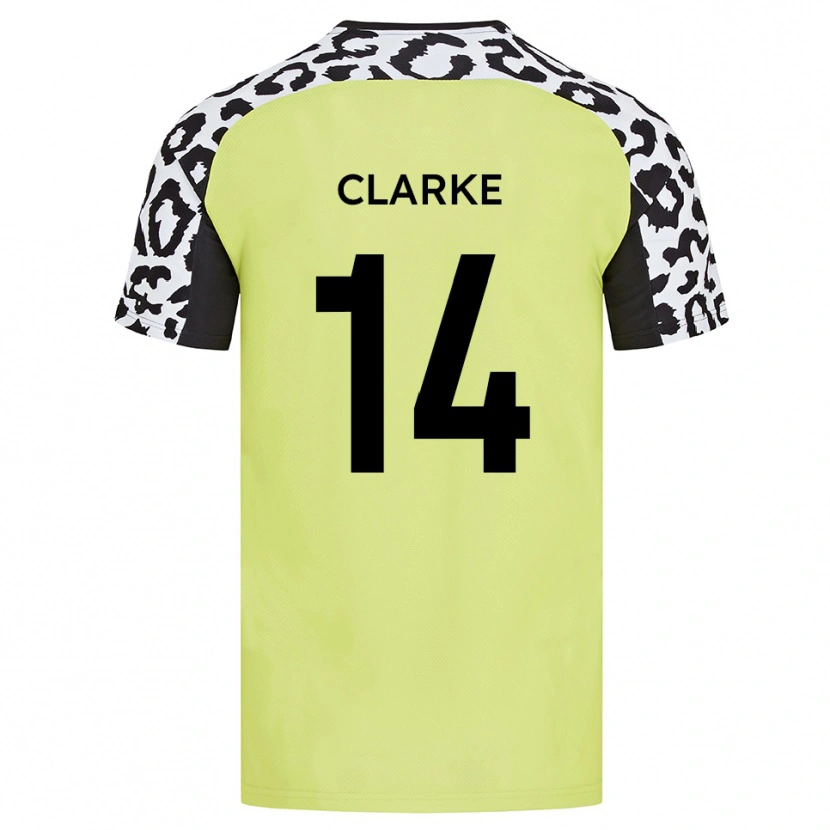 Danxen Barn Jayden Clarke #14 Fluorescerande Gul Hemmatröja Matchtröjor 2025/26 Tröjor T-Tröja
