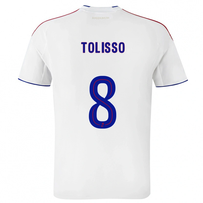 Danxen Barn Corentin Tolisso #8 Vit Röd Hemmatröja Matchtröjor 2025/26 Tröjor T-Tröja