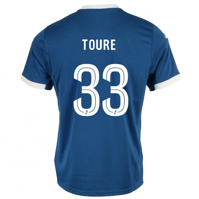 Danxen Barn Almami Touré #33 Blå Vit Hemmatröja Matchtröjor 2025/26 Tröjor T-Tröja