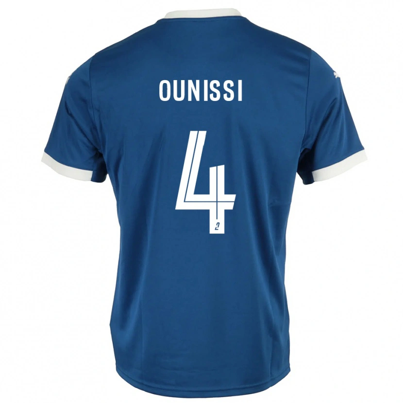 Danxen Barn Ilian Ounissi #4 Blå Vit Hemmatröja Matchtröjor 2025/26 Tröjor T-Tröja