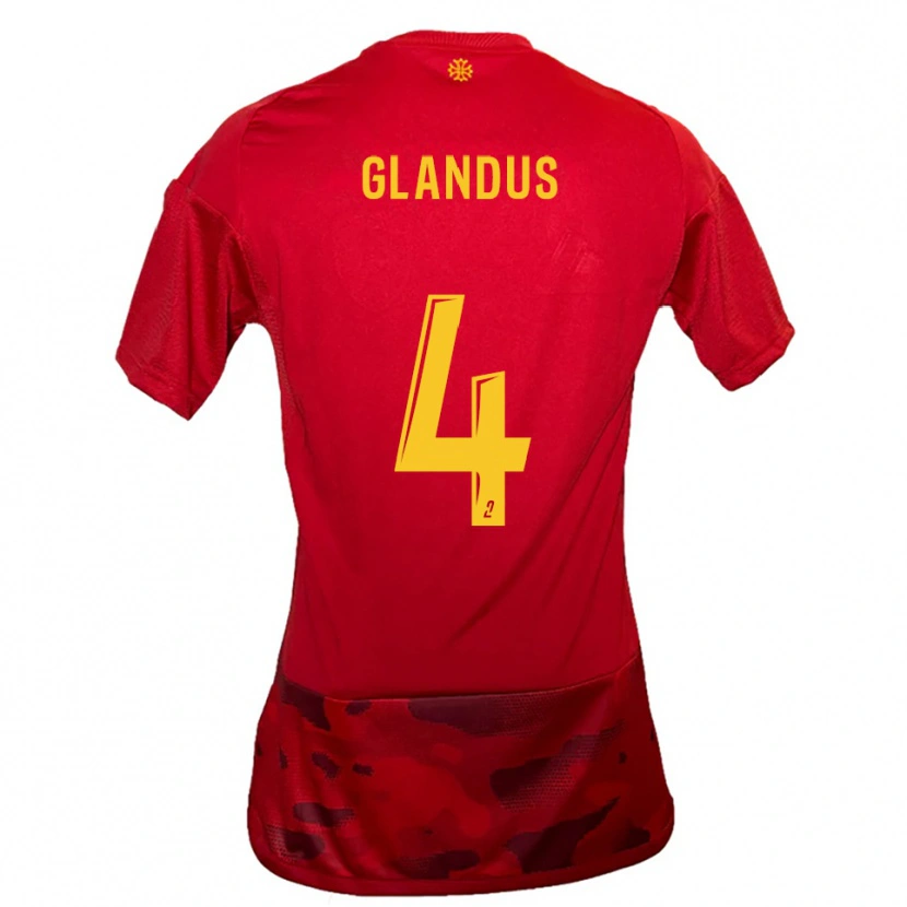 Danxen Barn Vincent Glandus #4 Röd Gul Hemmatröja Matchtröjor 2025/26 Tröjor T-Tröja