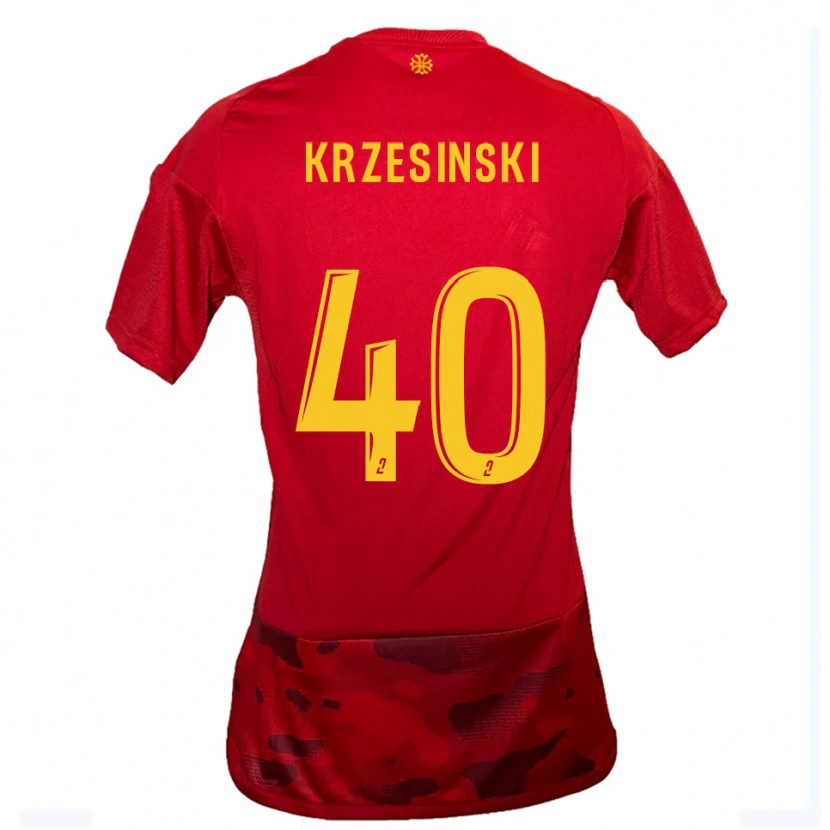 Danxen Barn Clément Krzesinski #40 Röd Gul Hemmatröja Matchtröjor 2025/26 Tröjor T-Tröja