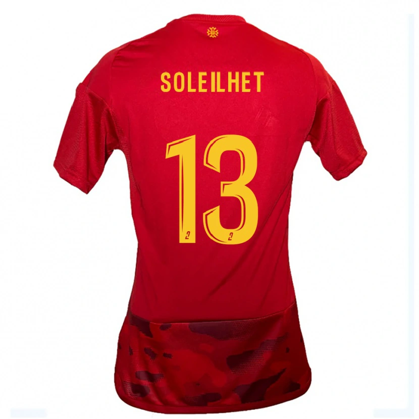 Danxen Barn Alicia Soleilhet #13 Röd Gul Hemmatröja Matchtröjor 2025/26 Tröjor T-Tröja