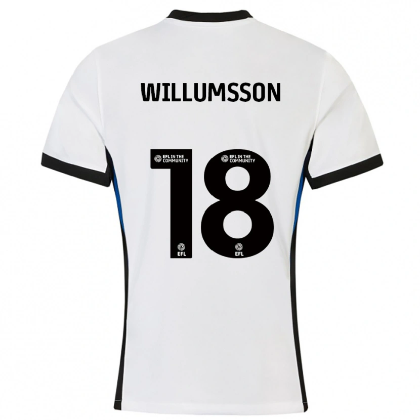 Danxen Barn Willum Thór Willumsson #18 Vit Blå Bortatröja Matchtröjor 2025/26 Tröjor T-Tröja