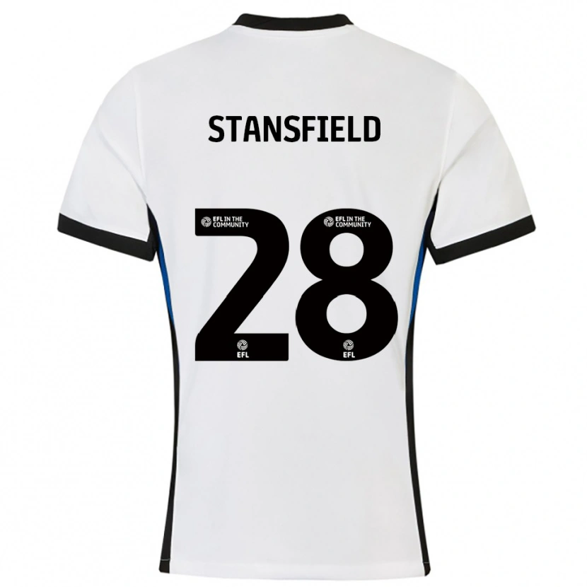 Danxen Barn Jay Stansfield #28 Vit Blå Bortatröja Matchtröjor 2025/26 Tröjor T-Tröja