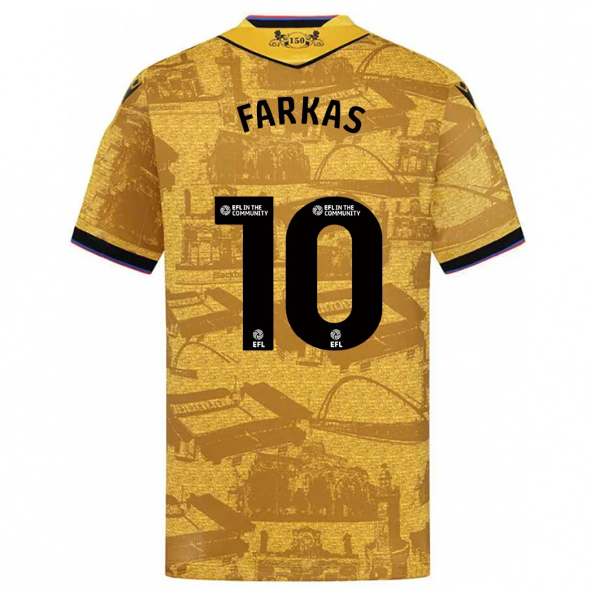 Danxen Barn Patrik Farkas #10 Guld Svart Bortatröja Matchtröjor 2025/26 Tröjor T-Tröja