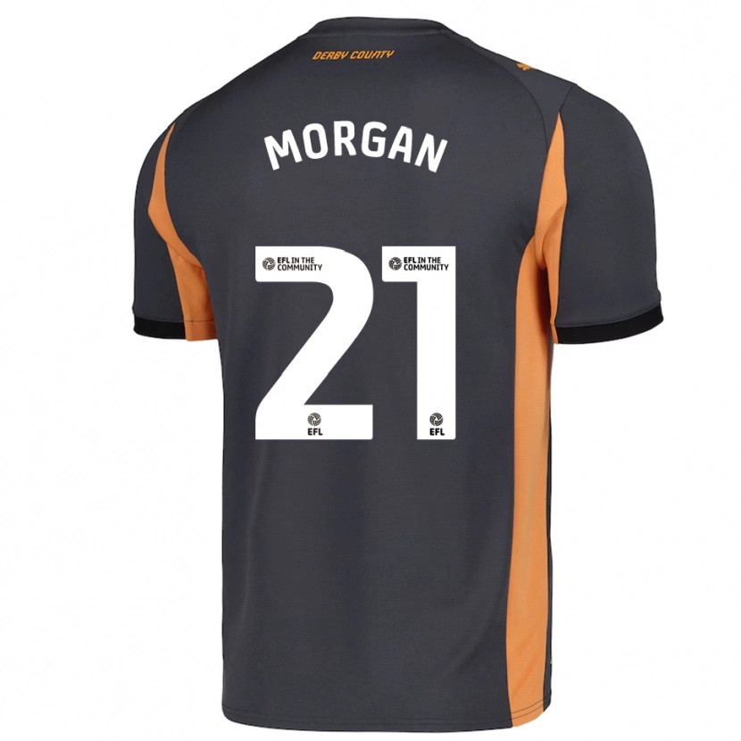 Danxen Barn Sarah Morgan #21 Grå Orange Svart Bortatröja Matchtröjor 2025/26 Tröjor T-Tröja