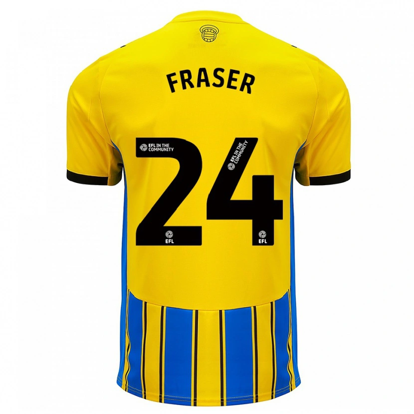 Danxen Barn Ryan Fraser #24 Blå Gul Bortatröja Matchtröjor 2025/26 Tröjor T-Tröja