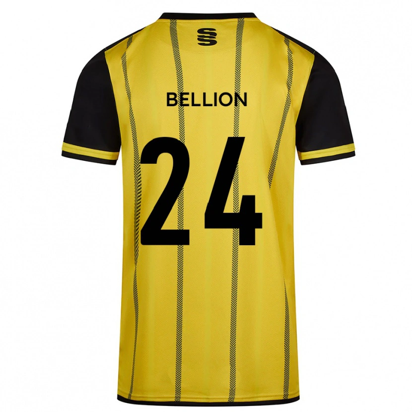 Danxen Barn Daniel Bellion #24 Gul Svart Bortatröja Matchtröjor 2025/26 Tröjor T-Tröja