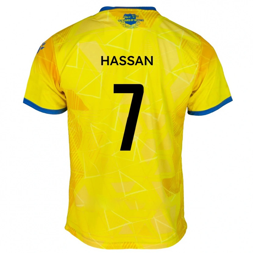 Danxen Barn Sakariya Hassan #7 Gult Blått Bortatröja Matchtröjor 2025/26 Tröjor T-Tröja