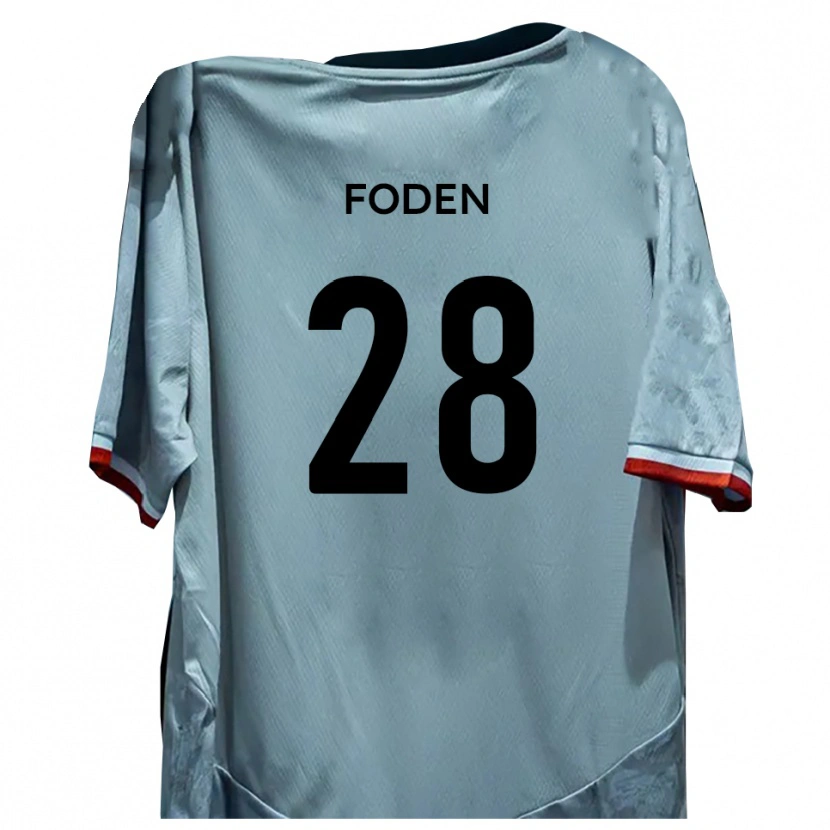 Danxen Barn Daniel Foden #28 Vit Svart Bortatröja Matchtröjor 2025/26 Tröjor T-Tröja