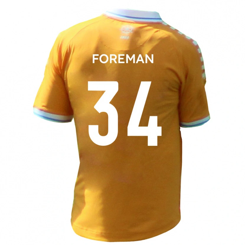 Danxen Barn Kian Foreman #34 Gul Blå Bortatröja Matchtröjor 2025/26 Tröjor T-Tröja