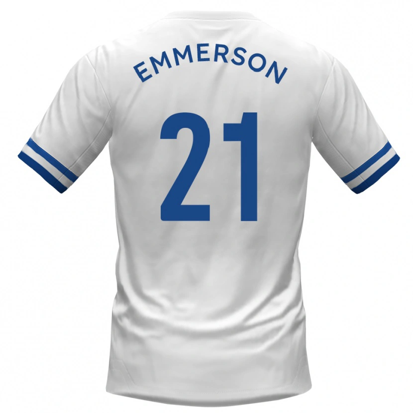 Danxen Barn Zak Emmerson #21 Vit Blå Bortatröja Matchtröjor 2025/26 Tröjor T-Tröja