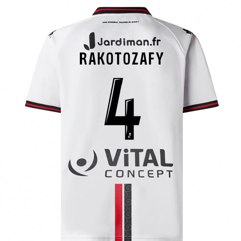 Danxen Barn Lucas Rakotozafy #4 Vit Röd Bortatröja Matchtröjor 2025/26 Tröjor T-Tröja
