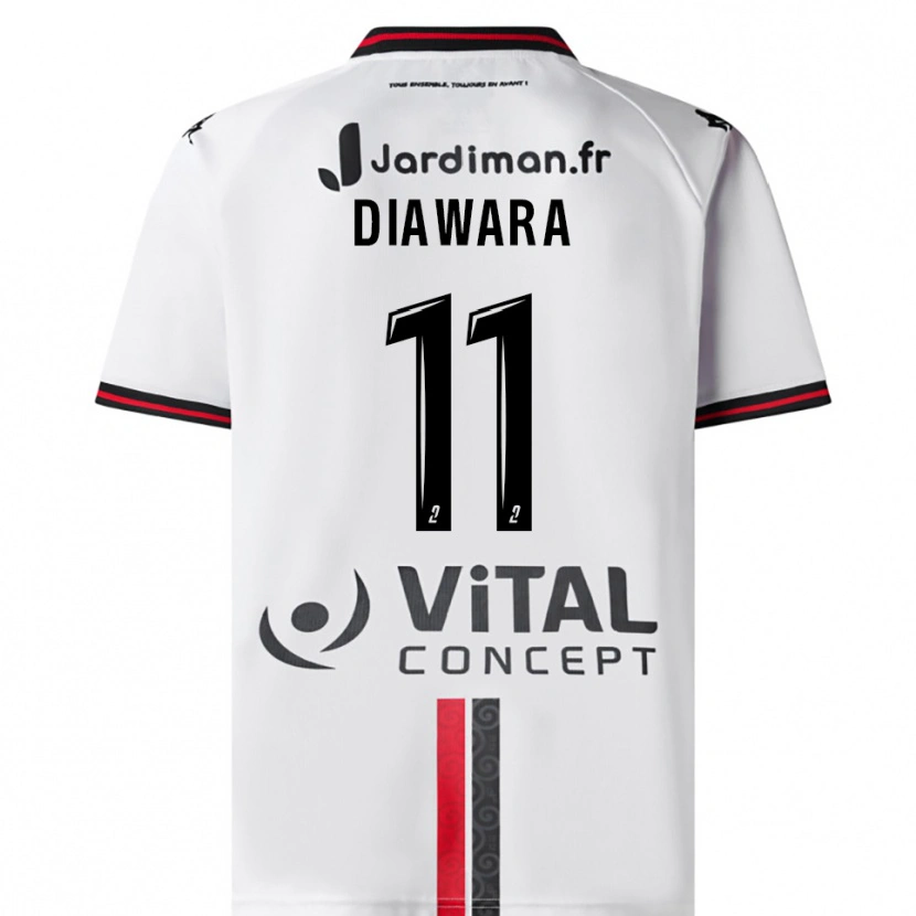 Danxen Barn Mamadou Diawara #11 Vit Röd Bortatröja Matchtröjor 2025/26 Tröjor T-Tröja