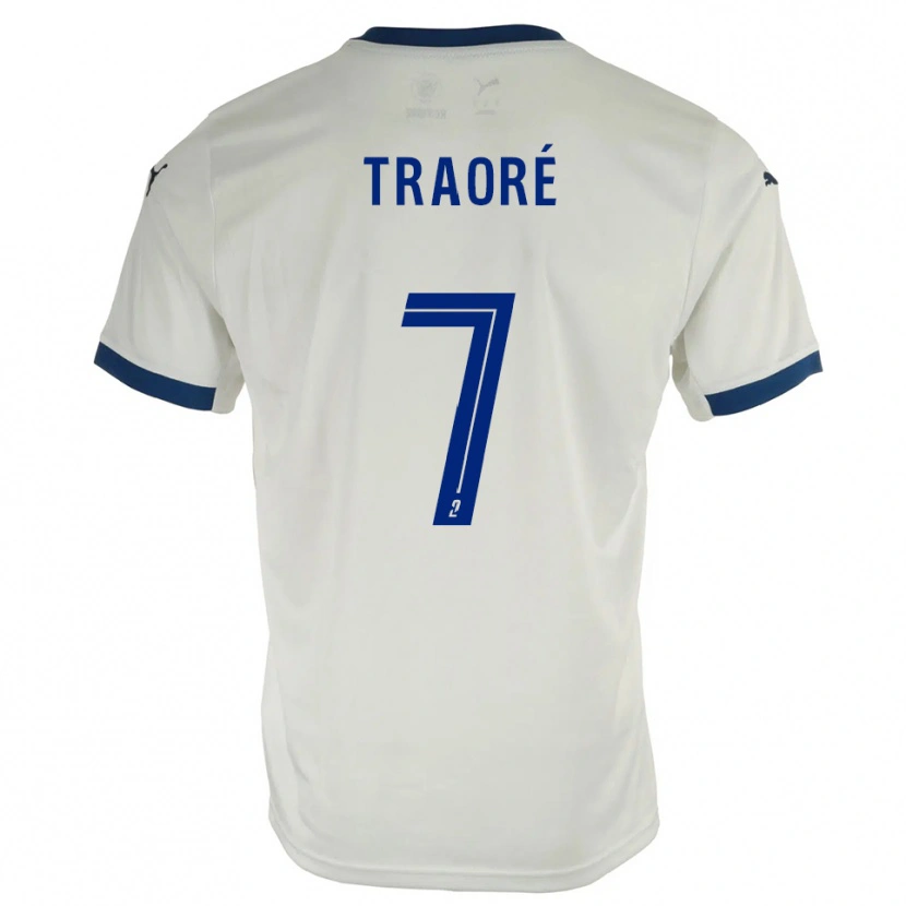 Danxen Barn Ibrahim Traoré #7 Vit Blå Bortatröja Matchtröjor 2025/26 Tröjor T-Tröja