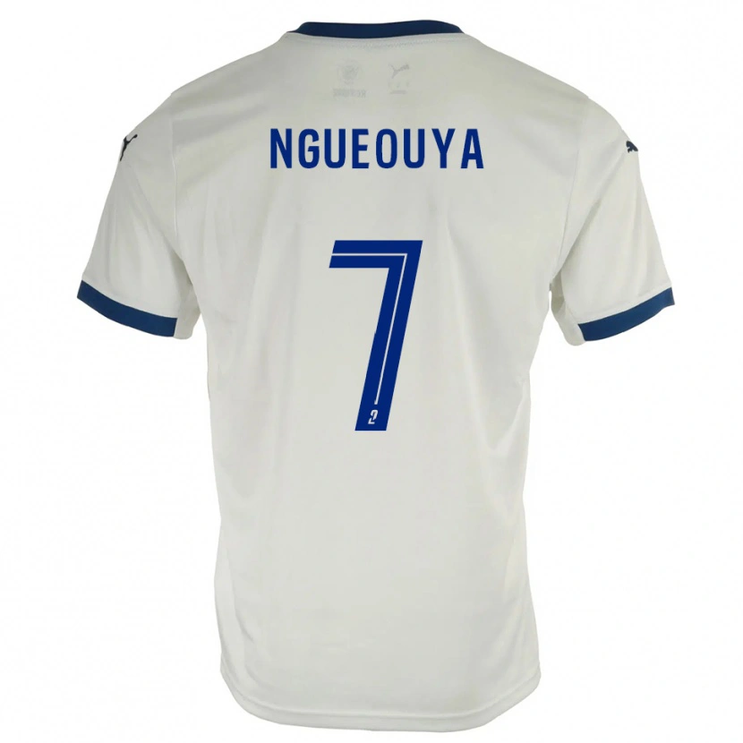 Danxen Barn Anthony Ngueouya #7 Vit Blå Bortatröja Matchtröjor 2025/26 Tröjor T-Tröja