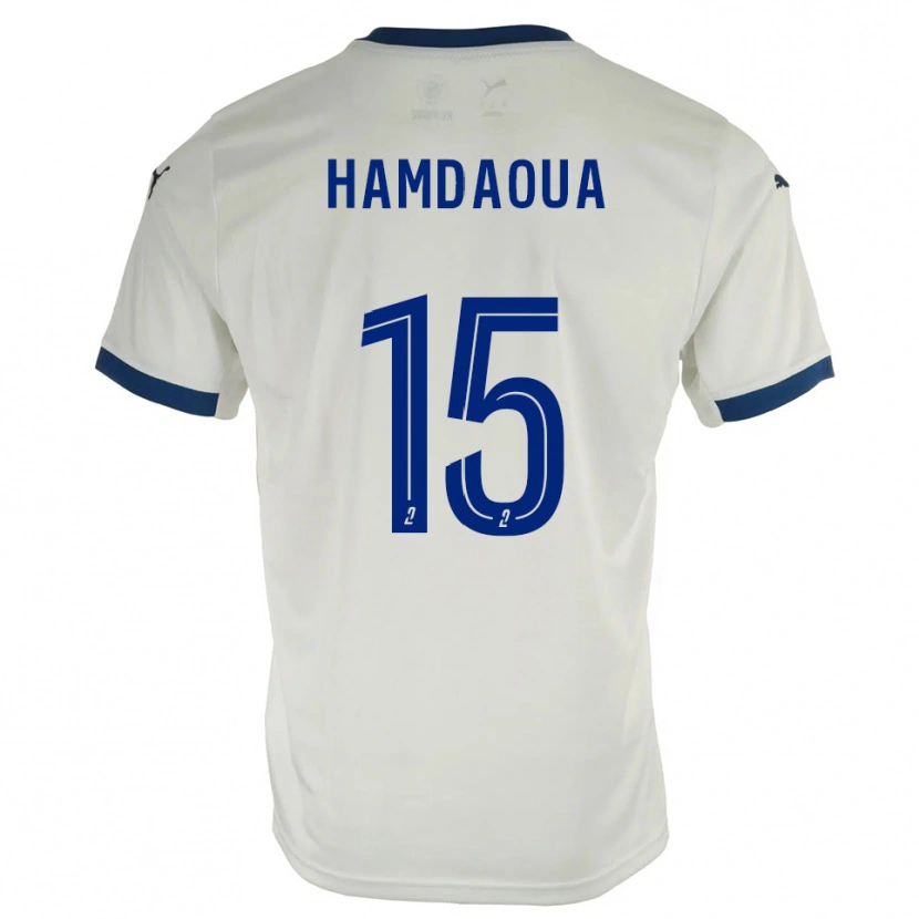 Danxen Barn Noham Hamdaoua #15 Vit Blå Bortatröja Matchtröjor 2025/26 Tröjor T-Tröja