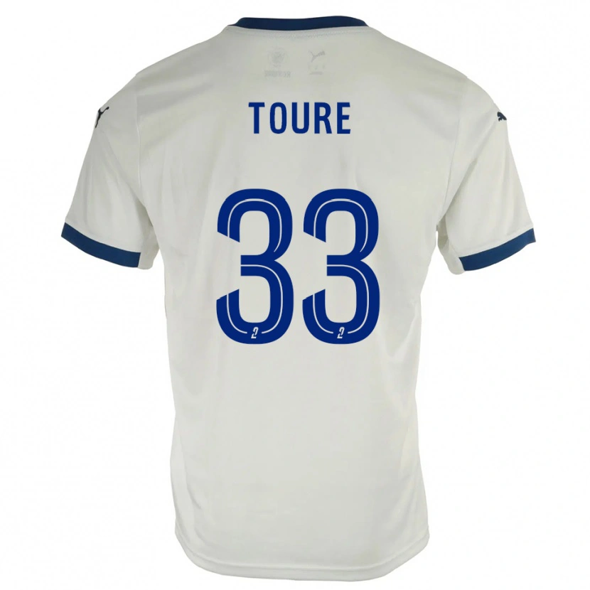 Danxen Barn Almami Touré #33 Vit Blå Bortatröja Matchtröjor 2025/26 Tröjor T-Tröja