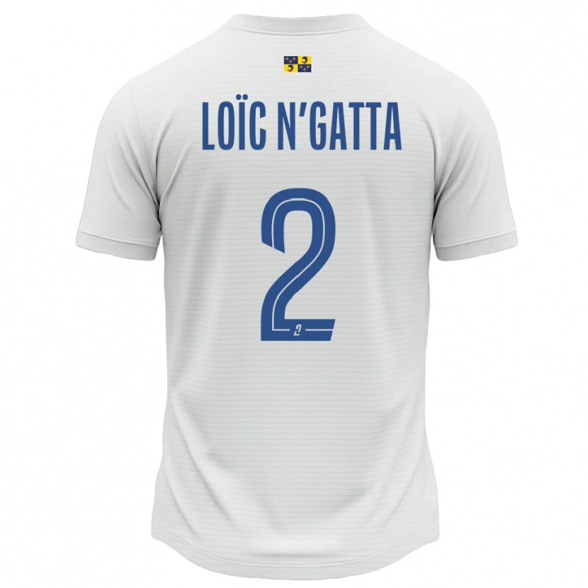 Danxen Barn Ange Loïc N'gatta #2 Vit Blå Bortatröja Matchtröjor 2025/26 Tröjor T-Tröja