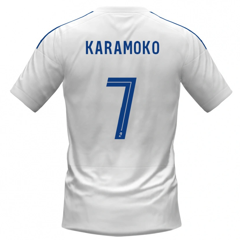 Danxen Barn Issiaka Karamoko #7 Vit Blå Bortatröja Matchtröjor 2025/26 Tröjor T-Tröja