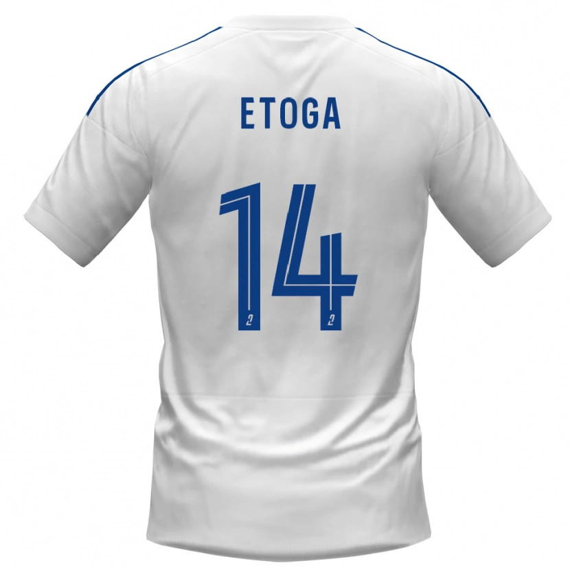 Danxen Barn Loïc Etoga #14 Vit Blå Bortatröja Matchtröjor 2025/26 Tröjor T-Tröja