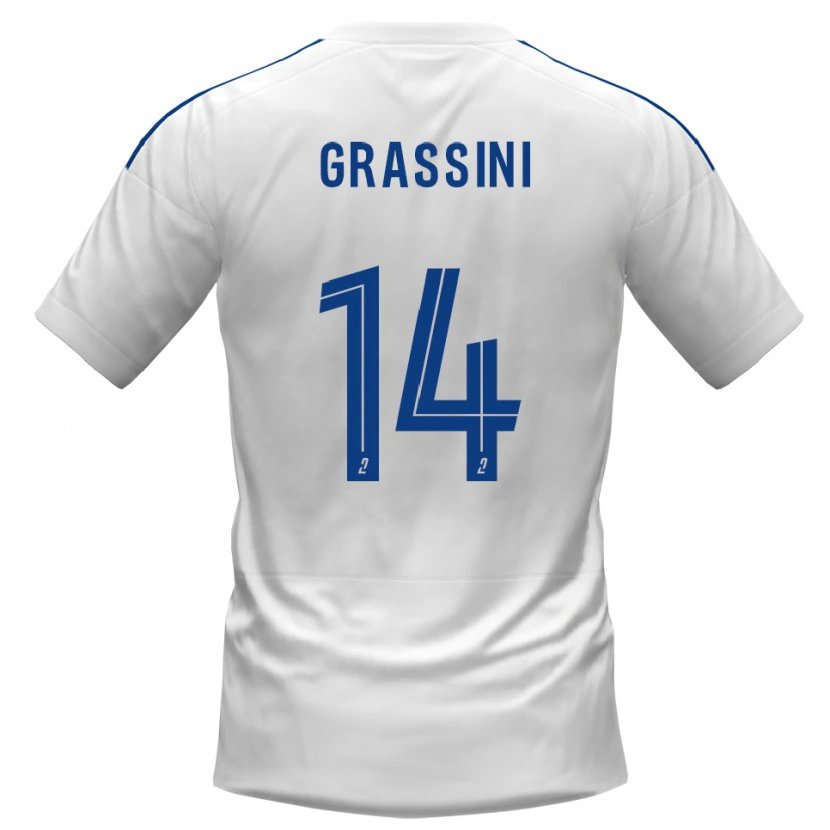 Danxen Barn Romeo Grassini #14 Vit Blå Bortatröja Matchtröjor 2025/26 Tröjor T-Tröja