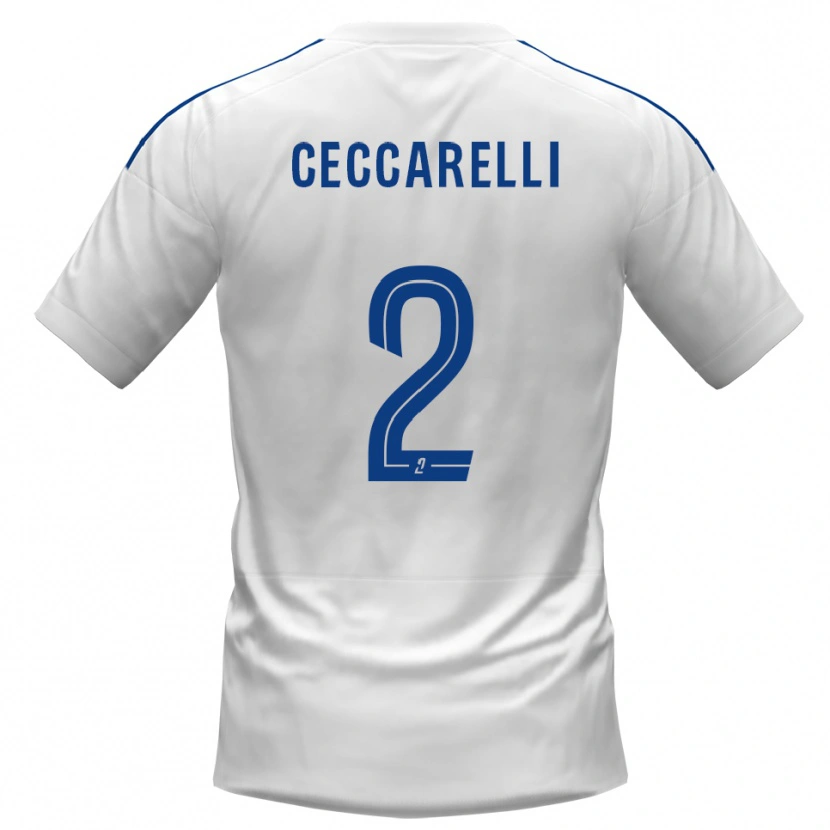 Danxen Barn Gabriel Ceccarelli #2 Vit Blå Bortatröja Matchtröjor 2025/26 Tröjor T-Tröja